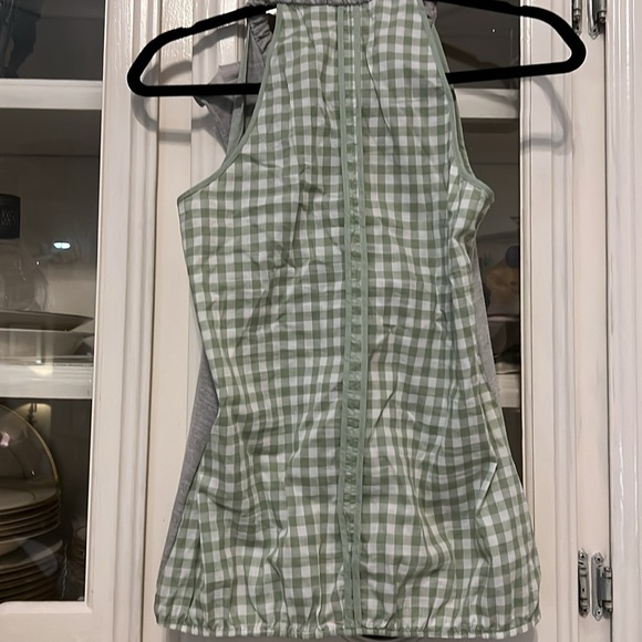 Anthropology One September WomenSleeveless Top Heather grey gingham Knit Ruffles - Picture 4 of 4